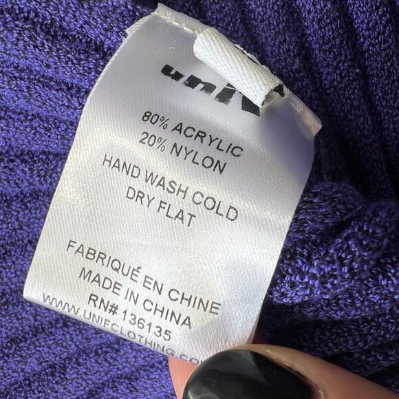 Unif Long Sleeve Violet Purple Ribbed Knit Cropped Cardigan Sweater Womens XL - Picture 12 of 13